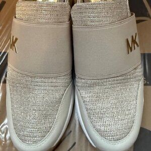 Michael Kors Slip on Wedge Sneakers - White & Gold